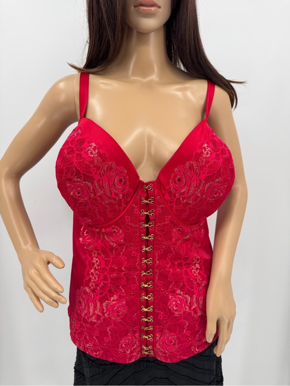 Cacique Coquette Lace Satin Boned Regency Underwire Bustier Corset Size 44DDD